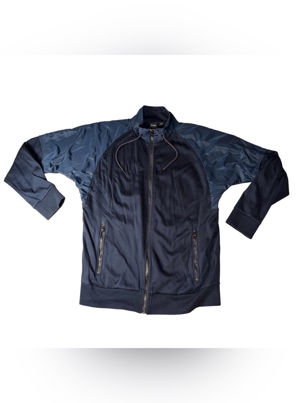 🔥 Boss Hugo Boss Men’s Double Black Nylon Tracksuit Jacket Sz Large 🔥